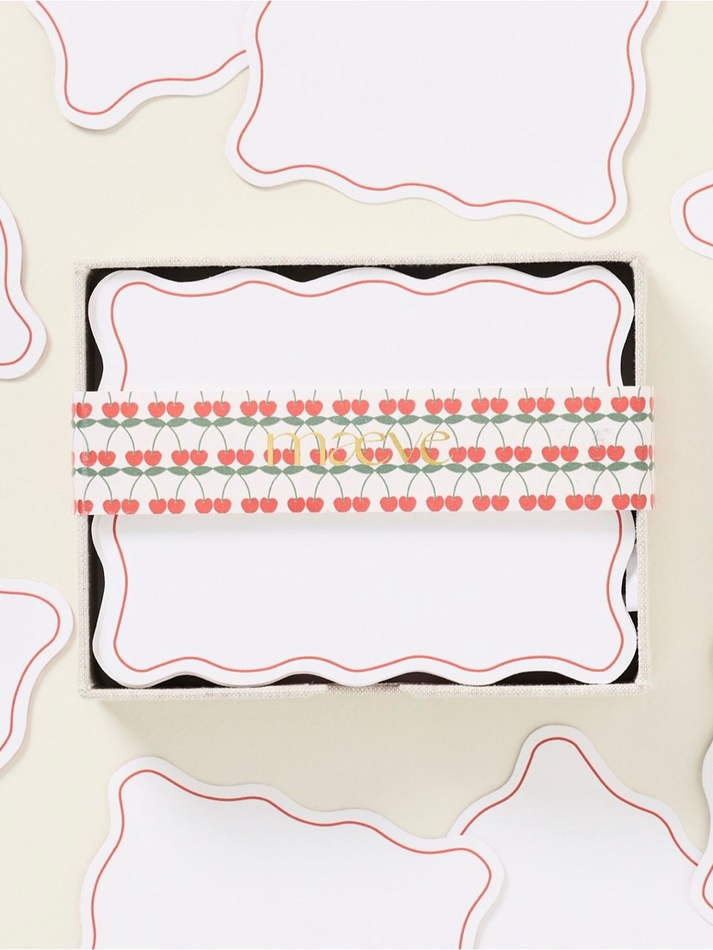 New! NWT Anthropologie Maeve Jotter Notecard Set in Cherries.